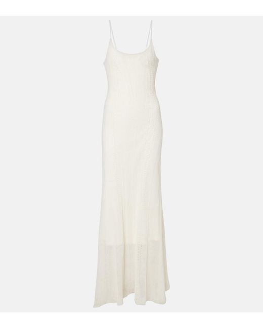 Faithfull The Brand White Treillis Crochet Cotton-Blend Midi Dress