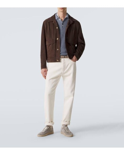 Brunello Cucinelli Brown Suede Jacket for men
