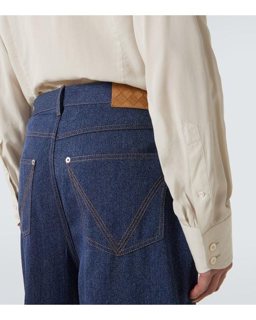 Bottega Veneta Weite Hose Aus Wolle Und Baumwolle in Blue für Herren