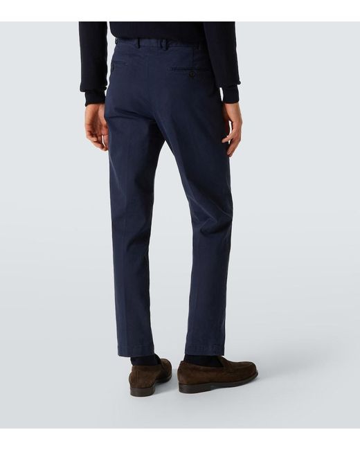 Thom Sweeney Blue Cotton Straight Pants for men