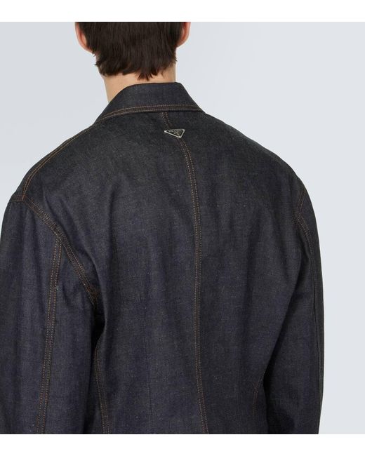 Prada Blue Single-Breasted Denim Jacket for men