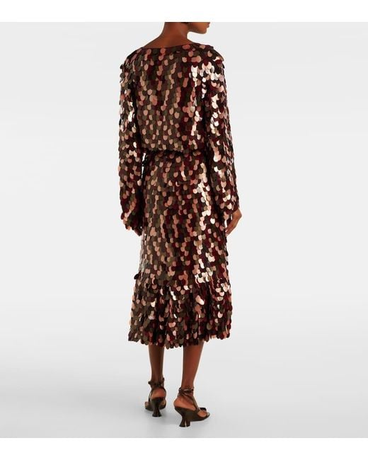 Dries Van Noten Multicolor Sequined Midi Skirt
