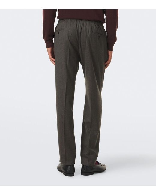 Rubinacci Gray Virgin Wool Straight Pants for men