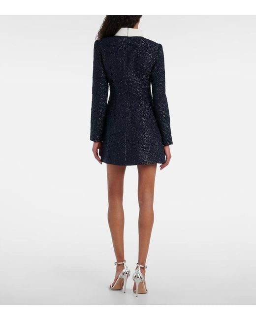 Self-Portrait Blue Boucle Minidress
