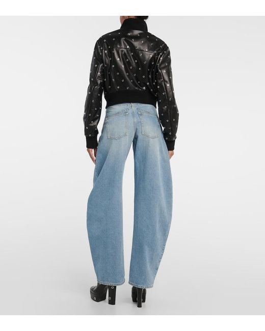 Alaïa Black Studded Leather Bomber Jacket