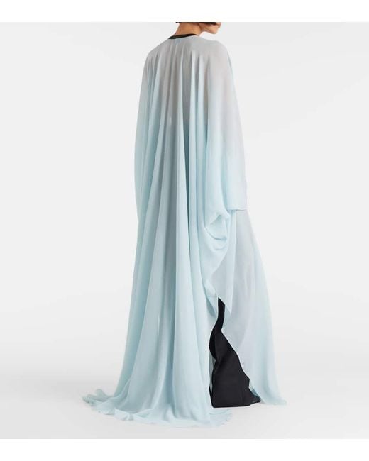 Tom Ford Blue Leather-Trimmed Silk Kaftan