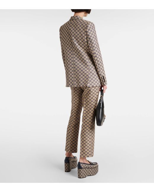 Gucci Multicolor GG Canvas Linen-blend Blazer