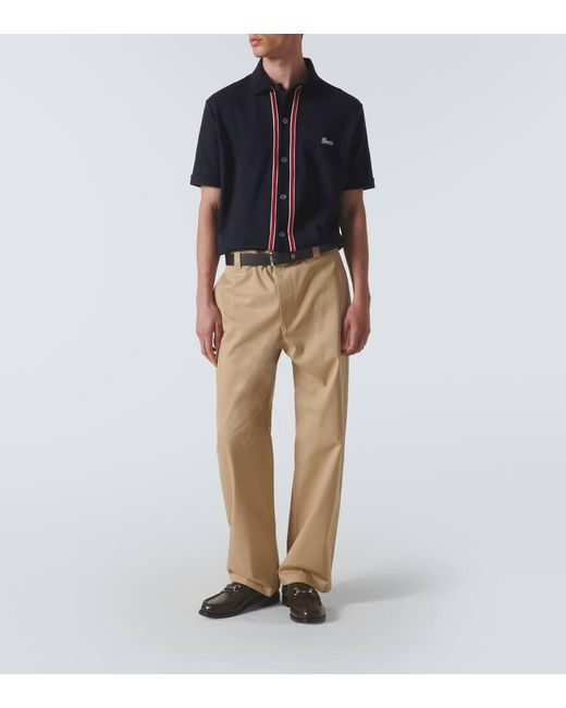 Gucci Hemd Web Stripe aus Baumwoll-Jersey in Blue für Herren