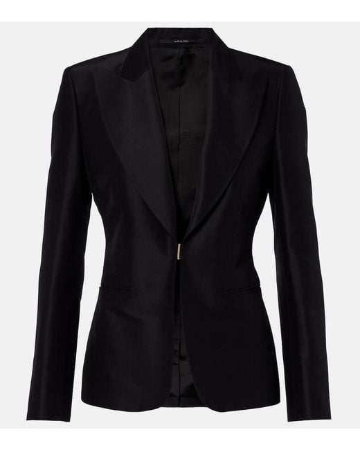Gucci Black Silk Faille Blazer
