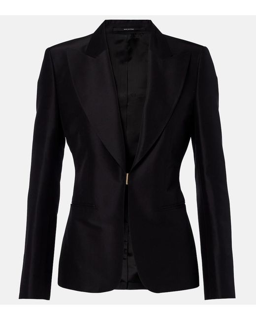 Gucci Black Silk Faille Blazer