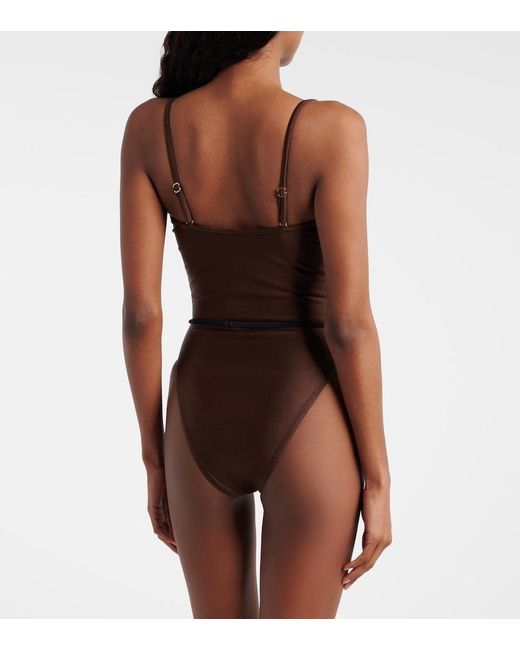 SAME Brown Beaded Swimsuit
