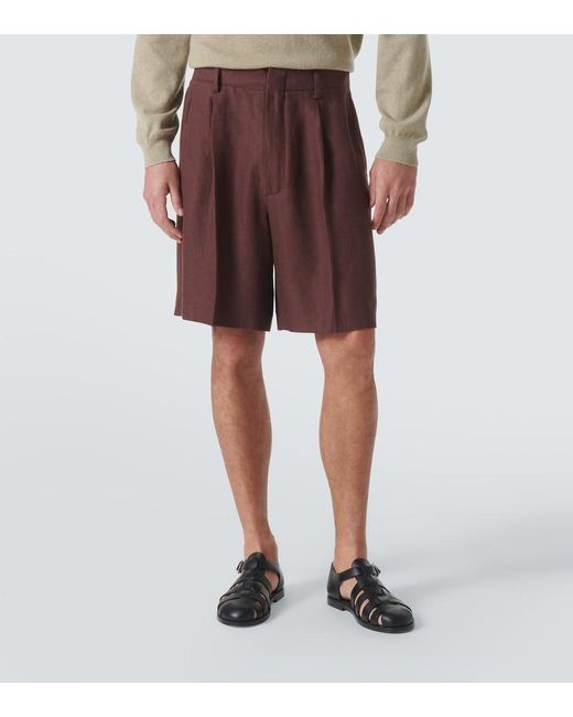 Loro Piana Brown Joetsu Linen Bermuda Shorts for men