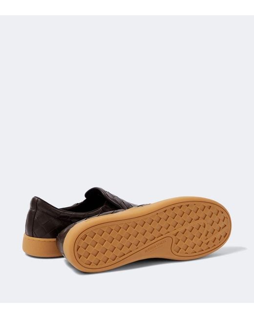 Bottega Veneta Brown Sawyer Intrecciato Leather Slip-On Shoes for men