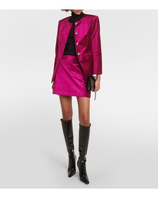 Veronica Beard Pink Ohemia Velvet Miniskirt