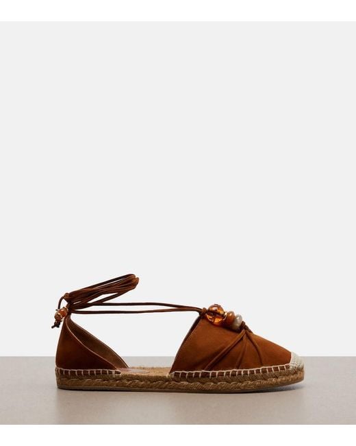 Jimmy Choo Brown Lemi Embellished Suede Espadrilles