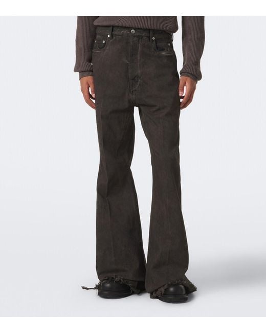 Rick Owens Gray Bolan Distressed Flared Jeans for men