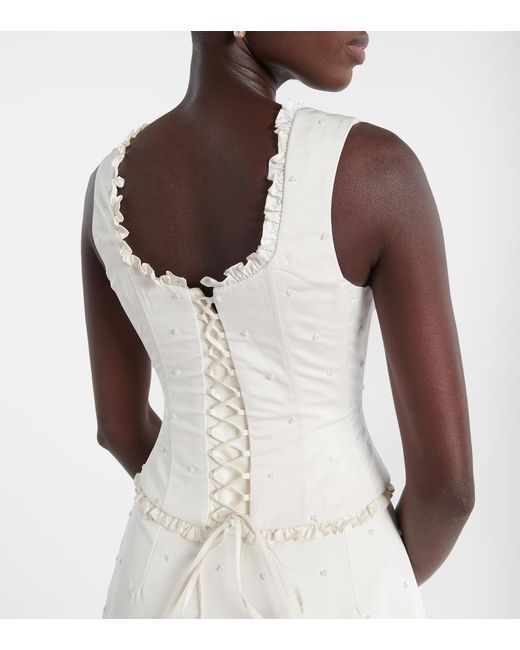 Clio Peppiatt White Camelia Embellished Corset