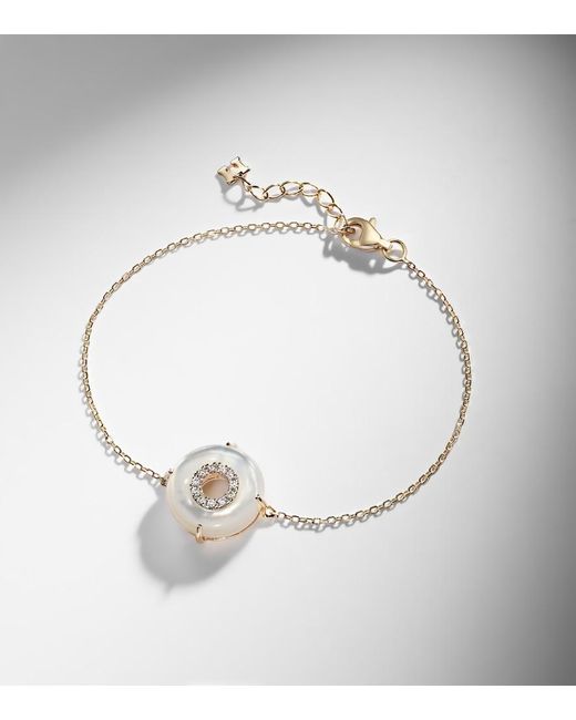 Mateo Metallic 14Kt Bracelet With Diamonds And Pearls