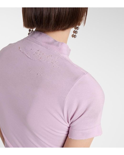 T-shirt cropped in jersey di cotone di Balenciaga in Pink