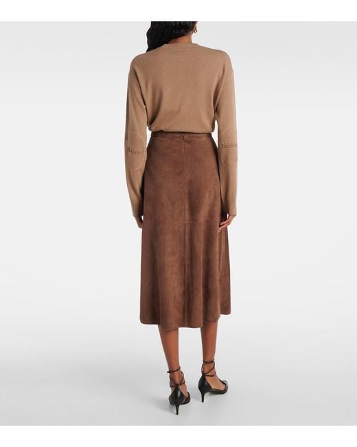 Max Mara Brown Max Mara Suede Midi Skirt