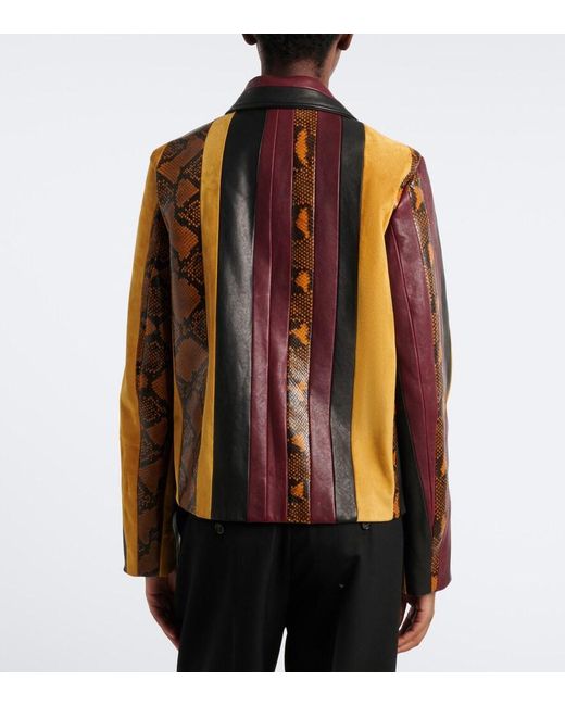 Proenza Schouler Brown Sirine Snake-Effect Striped Leather Jacket
