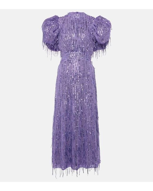 ROTATE BIRGER CHRISTENSEN Purple Noon Sequined Midi Dress