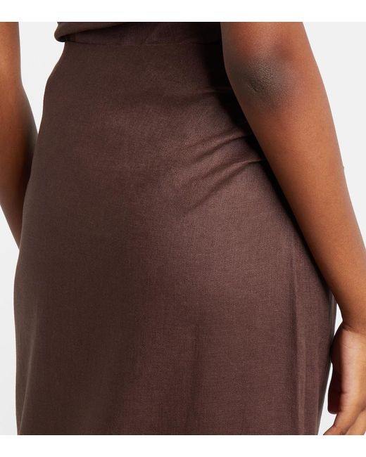 Sir Brown Linen Midi Skirt