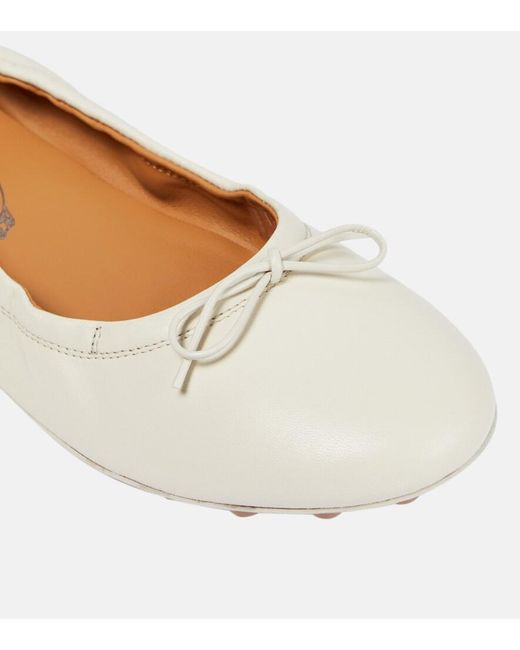 Tod's White Leather Ballet Flats