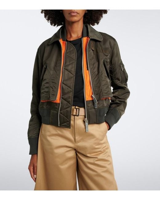 Sacai Black Layered Technical Bomber Jacket