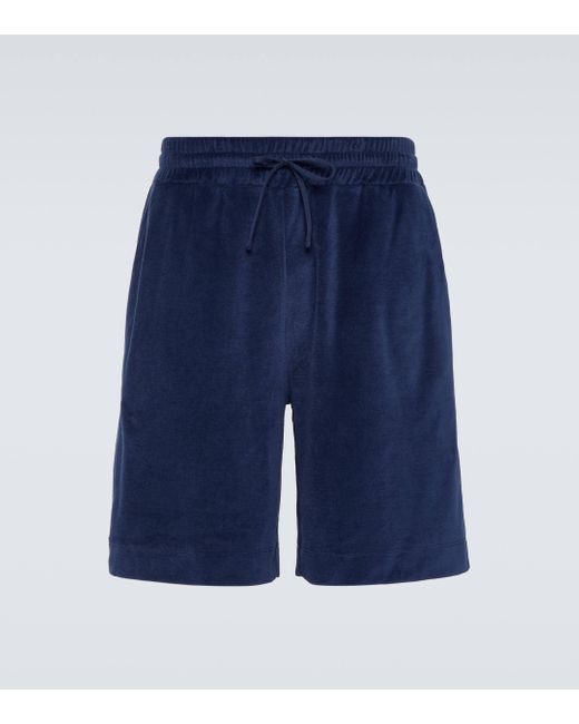 Loro Piana Blue Cotton And Silk Chenille Bermuda Shorts for men