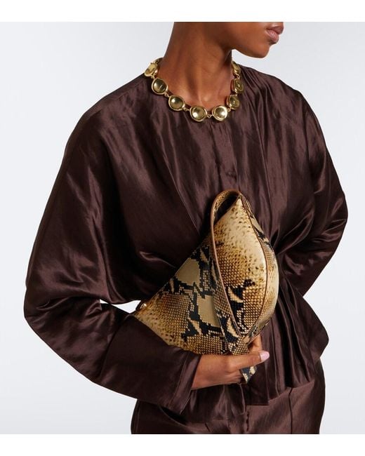 Joseph Metallic Bean Snake-Effect Leather Shoulder Bag