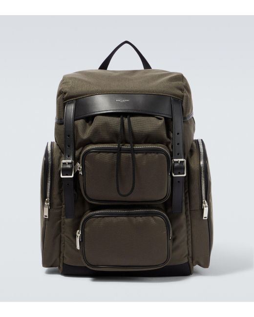 City Leather-trimmed Backpack Saint Laurent pour homme en coloris Black