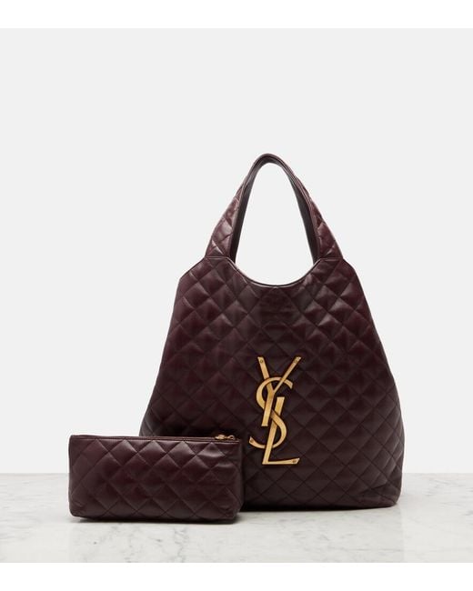 Saint Laurent Red Icare Maxi Quilted Leather Shopper