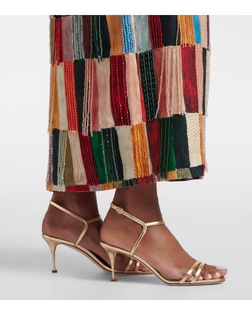 Manolo Blahnik Ciagalo Metallic Leather Sandals