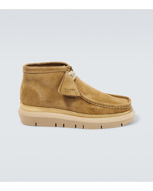 Sacai Natural X Clarks Hybrid Wallabee Suede Boots for men