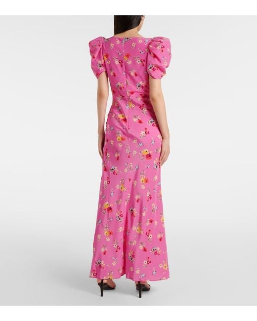 Rodarte Pink Lace-Trimmed Silk Maxi Dress