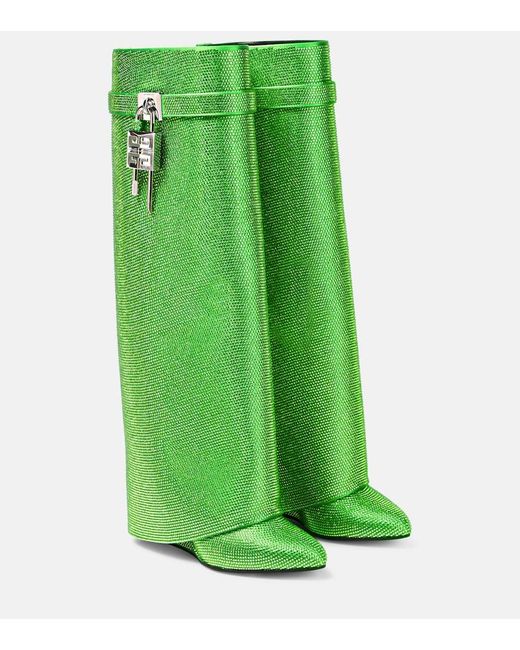 Givenchy Green Shark Lock Embellished Knee-high Boots