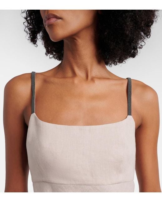 Brunello Cucinelli Natural Monili Linen Top