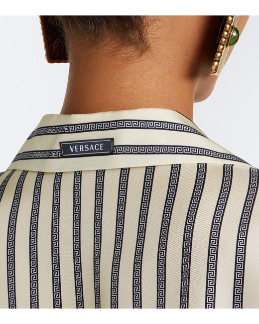 Versace Yellow Striped Silk Bowling Shirt