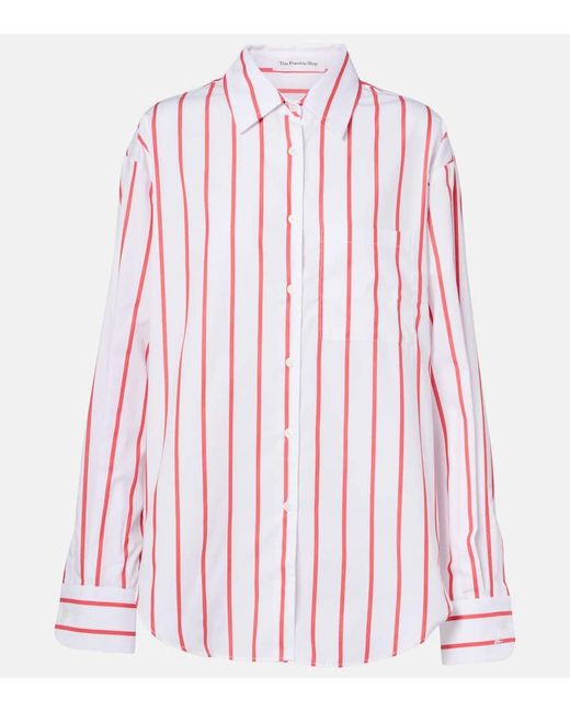 Frankie Shop Red Lui Striped Cotton Poplin Shirt