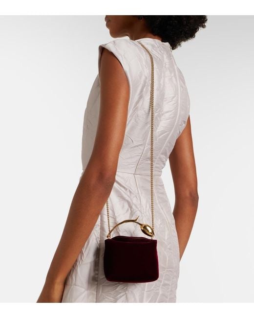 Erdem Red Bloom Micro Velvet Top-Handle Bag