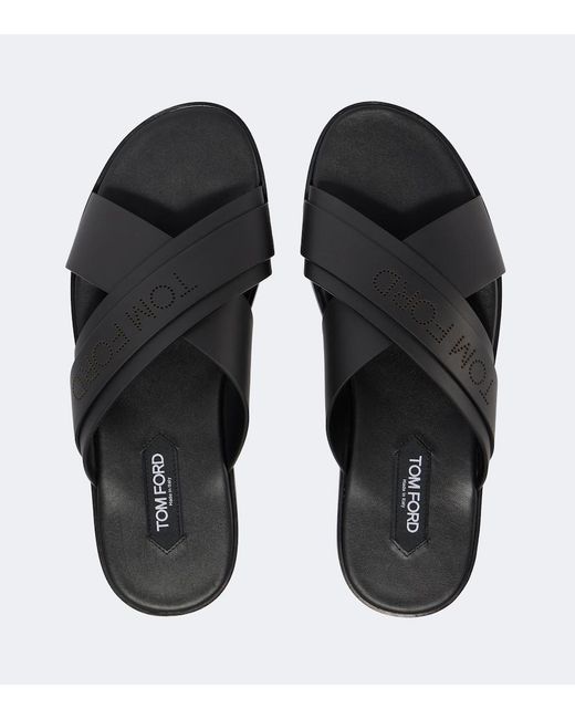 Tom Ford Brown Preston T Leather Sandals for men
