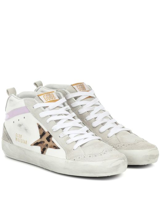 Golden Goose Deluxe Brand White Mid Star Leather And Suede Sneakers