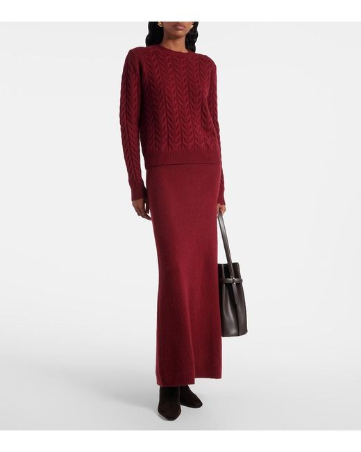 Max Mara Red Dorina Cashmere-Blend Maxi Skirt