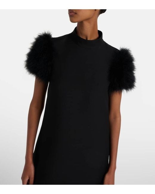 Valentino Black Minikleid Aus Crepe Couture Mit Federn