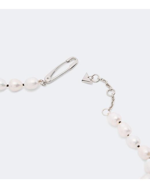 Prada White Halskette Mit Perlen