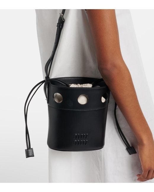 Miu Miu Black Leather Bucket Bag
