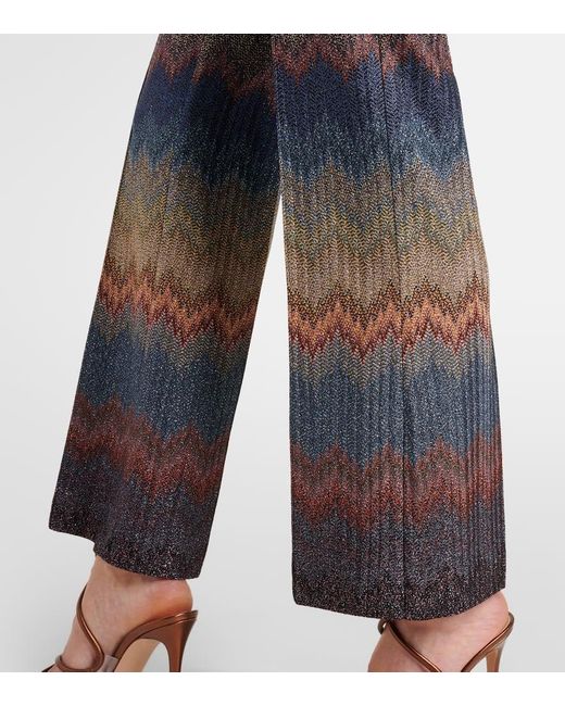 Pantaloni Flared Con Lame A Zig-Zag di Missoni in Gray