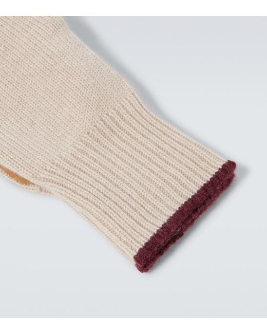 Brunello Cucinelli Natural Leather-Trimmed Cashmere Gloves for men