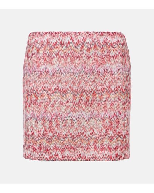Minifalda en zigzag de tiro alto Missoni de color Pink